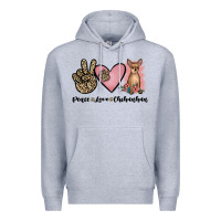 Heather Grey peace love chihuahua Premium Hoodie - JahusDesignShop