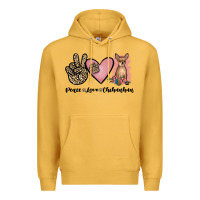 Mustard peace love chihuahua Premium Hoodie - JahusDesignShop