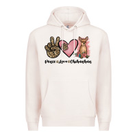 Pale Pink peace love chihuahua Premium Hoodie - JahusDesignShop