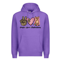 Purple peace love chihuahua Premium Hoodie - JahusDesignShop