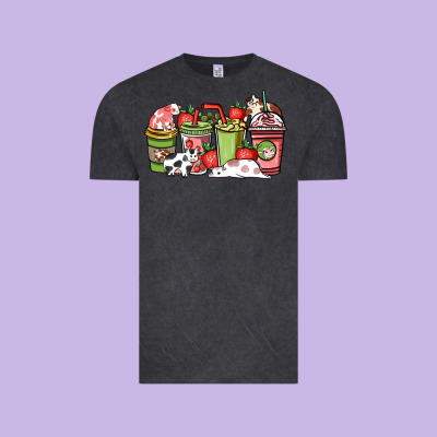 Cow And Strawberry Coffee Cups Vintage Tee Designed By Nancycooperartshop