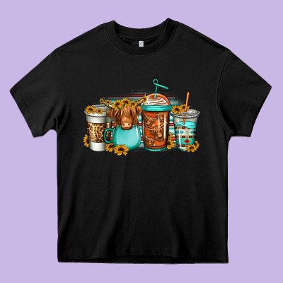 Longhaired Cow Coffee Cups Heavy Core Tee Designed By Jasminsmagicworld