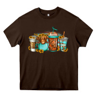 Chocolate Brown longhaired cow coffee cups Heavy Core Tee - Jasminsmagicworld