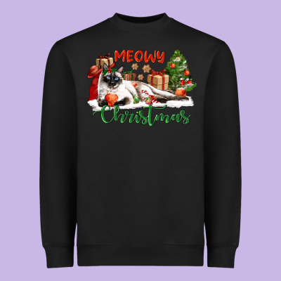 Siamese Cat Meowy Christmas Heavyweight Sweatshirt Designed By Lillyallendesigns