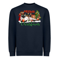 Navy siamese cat meowy christmas Heavyweight Sweatshirt - LillyAllenDesigns