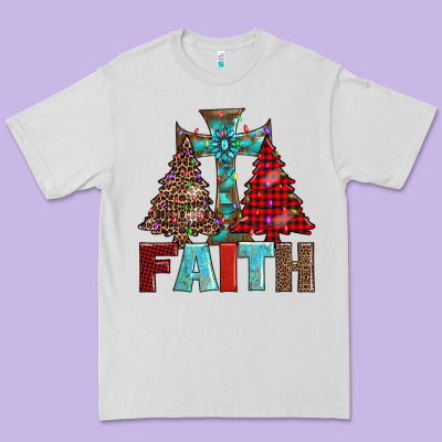 Cross And Christmas Trees Premium Tee Designed By Adodesignshop