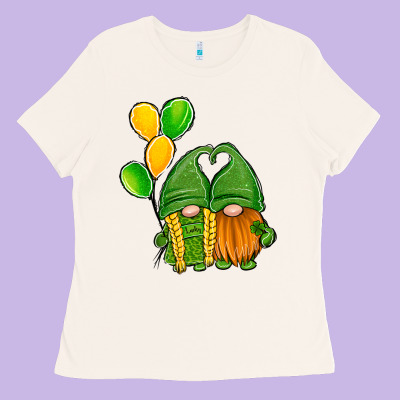 St Patrick's Day Gnomes Ladies Tee Designed By Jasminsmagicworld