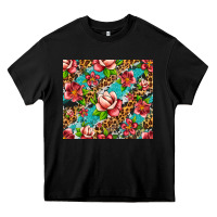 Black tropical flowers Heavy Core Tee - Artiststas