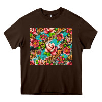 Chocolate Brown tropical flowers Heavy Core Tee - Artiststas