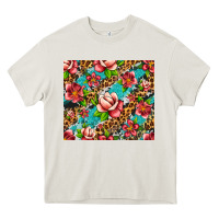 Cream tropical flowers Heavy Core Tee - Artiststas