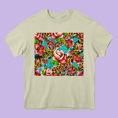 Tropical Flowers Heavy Core Tee Designed By Artiststas