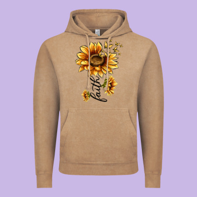 Faith Sunflower Vintage Hoodie Designed By Maliassmallbusiness