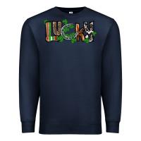 Navy Lucky horseshoe St. Patrick's Day Premium Sweatshirt - CowGirlArtShop