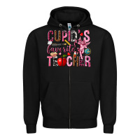 Black Cupid's Favorite Teacher Valentine's Day Zipper Hoodie - HowdyJamesFarm