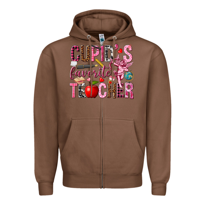 Cupid's Favorite Teacher Valentine's Day Zipper Hoodie by HowdyJamesFarm | Teevron