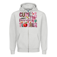 Dove Grey Cupid's Favorite Teacher Valentine's Day Zipper Hoodie - HowdyJamesFarm