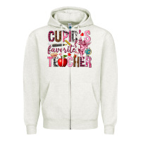 Oatmeal Heather Cupid's Favorite Teacher Valentine's Day Zipper Hoodie - HowdyJamesFarm