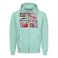 Seafoam Cupid's Favorite Teacher Valentine's Day Zipper Hoodie - HowdyJamesFarm