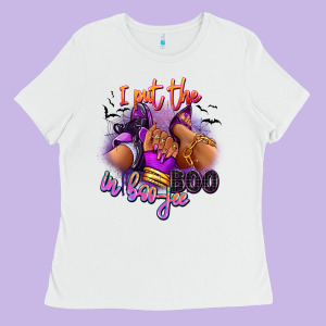 I Put The Boo In Boo-jee Sneaker And Heel Ladies Tee Designed By Ranaportraitstore