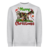 Heather Grey maine coon cat merry christmas Heavyweight Sweatshirt - LillyAllenDesigns