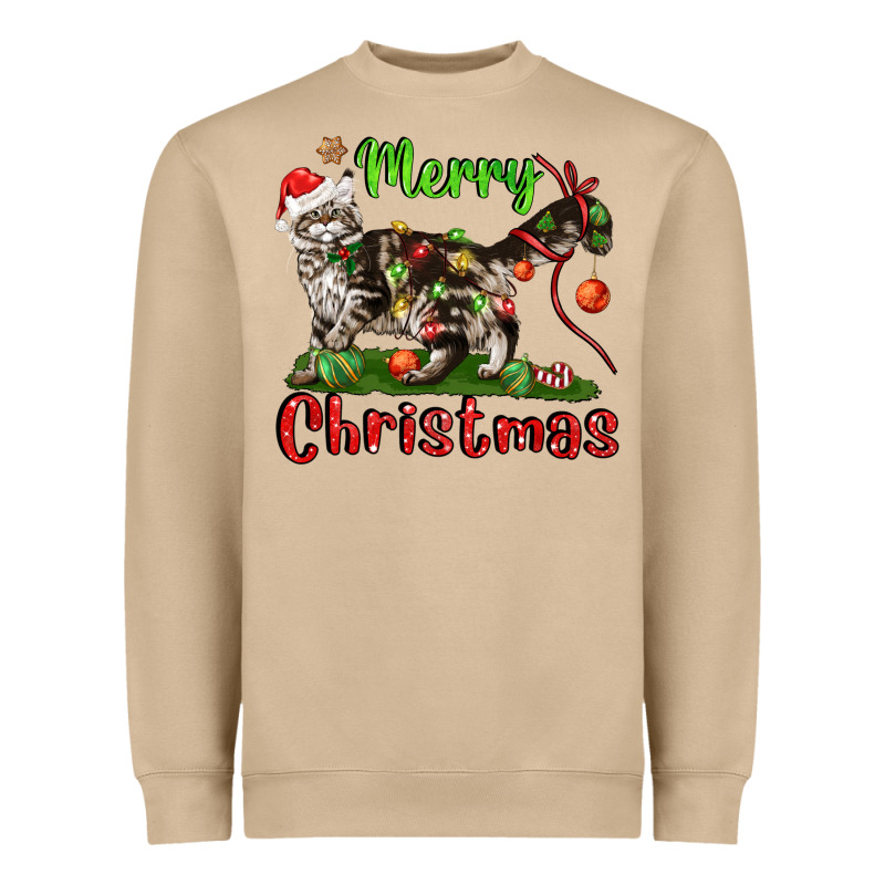 Maine Coon Cat Merry Christmas Heavyweight Sweatshirt by LillyAllenDesigns | Teevron