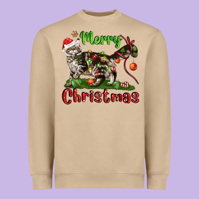 Maine Coon Cat Merry Christmas Heavyweight Sweatshirt Designed By Lillyallendesigns