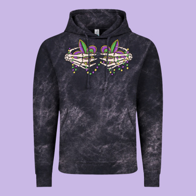 Skeleton Hands Mardi Gras Vintage Hoodie Designed By Maliassmallbusiness