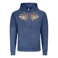 Vintage Denim skeleton hands mardi gras Vintage Hoodie - MaliasSmallBusiness