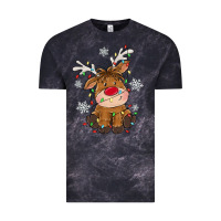Cloud Black Christmas reindeer Vintage Tee - MaliasSmallBusiness
