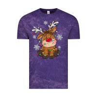 Cloud Purple Christmas reindeer Vintage Tee - MaliasSmallBusiness