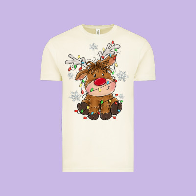 Christmas Reindeer Vintage Tee Designed By Maliassmallbusiness