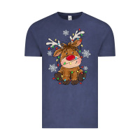 Vintage Denim Christmas reindeer Vintage Tee - MaliasSmallBusiness
