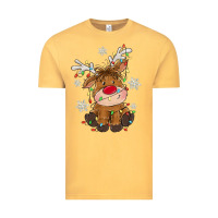 Vintage Mustard Christmas reindeer Vintage Tee - MaliasSmallBusiness
