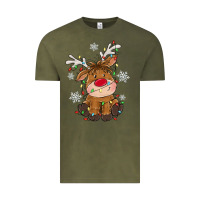 Vintage Olive Christmas reindeer Vintage Tee - MaliasSmallBusiness