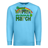 Ocean Blue Blessed women are born in March Premium Sweatshirt - CowGirlArtShop