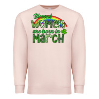 Pale Pink Blessed women are born in March Premium Sweatshirt - CowGirlArtShop