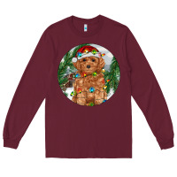 Burgundy Toy Poodle And Farm Long Sleeve Tee - RanaPortraitStore