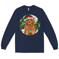 Navy Toy Poodle And Farm Long Sleeve Tee - RanaPortraitStore