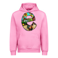 Fuchsia Pink farm life alphabet lowercase letters e Urban Hoodie - BundleAndBundleShop
