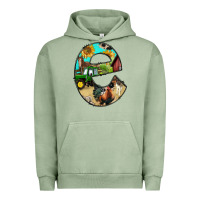 Pigment Oil Green farm life alphabet lowercase letters e Urban Hoodie - BundleAndBundleShop