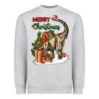 Heather Grey merry christmas brachiosaurus Heavyweight Sweatshirt - LillyAllenDesigns