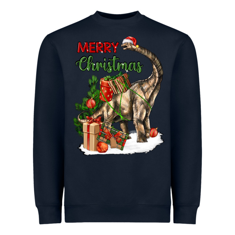 Merry Christmas Brachiosaurus Heavyweight Sweatshirt by LillyAllenDesigns | Teevron