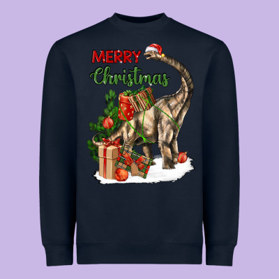 Merry Christmas Brachiosaurus Heavyweight Sweatshirt Designed By Lillyallendesigns