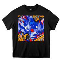 Black 4th of july school bus seamless pattern Heavy Core Tee - BundleAndBundleShop