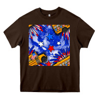 Chocolate Brown 4th of july school bus seamless pattern Heavy Core Tee - BundleAndBundleShop