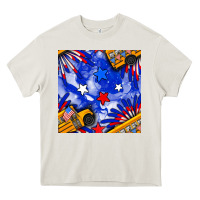 Cream 4th of july school bus seamless pattern Heavy Core Tee - BundleAndBundleShop