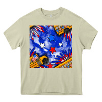 Mossy 4th of july school bus seamless pattern Heavy Core Tee - BundleAndBundleShop