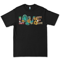 Black western gemstone sunflowers serape leopard turquoise love Premium Tee - Artiststas