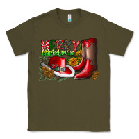 Army Green cowboy merry christmas Classic Tee - CowhideDigitalArt
