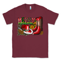 Burgundy cowboy merry christmas Classic Tee - CowhideDigitalArt